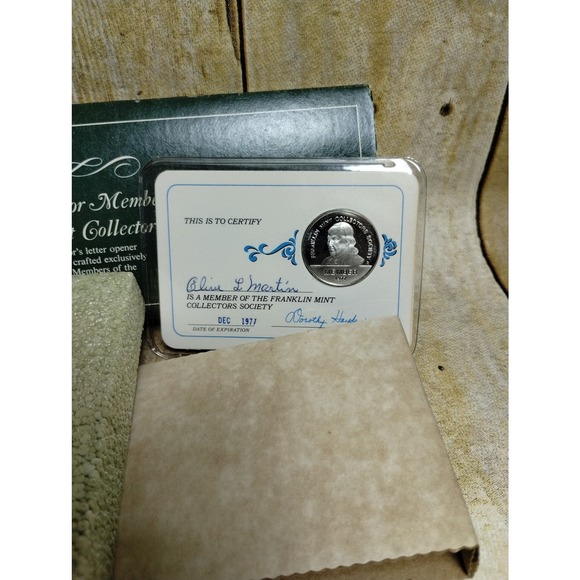 Vtg Franklin Mint Collectors Society Gift Pewter Letter Opener 1977 (eb e) - Picture 3 of 6